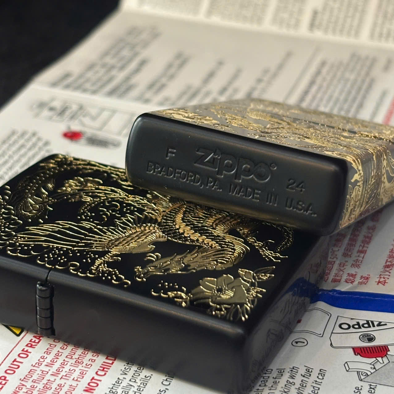 Bật lửa Zippo Phoenix Gold Engraved là tác phẩm nghệ thuật phong thủy không? 3 Bat lua zippo Phoenix Gold Engraved 2